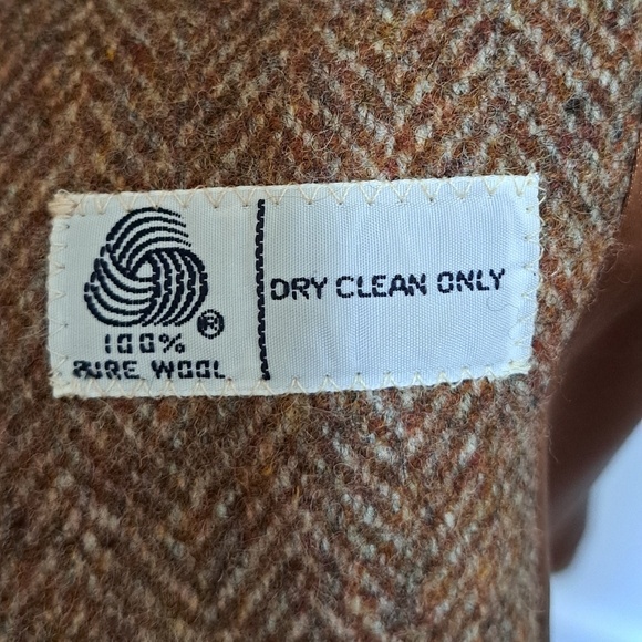 J.G. Hook VTG 100% Pure Wool Brown Herringbone Long A line Winter Pea Coat M - Picture 7 of 11